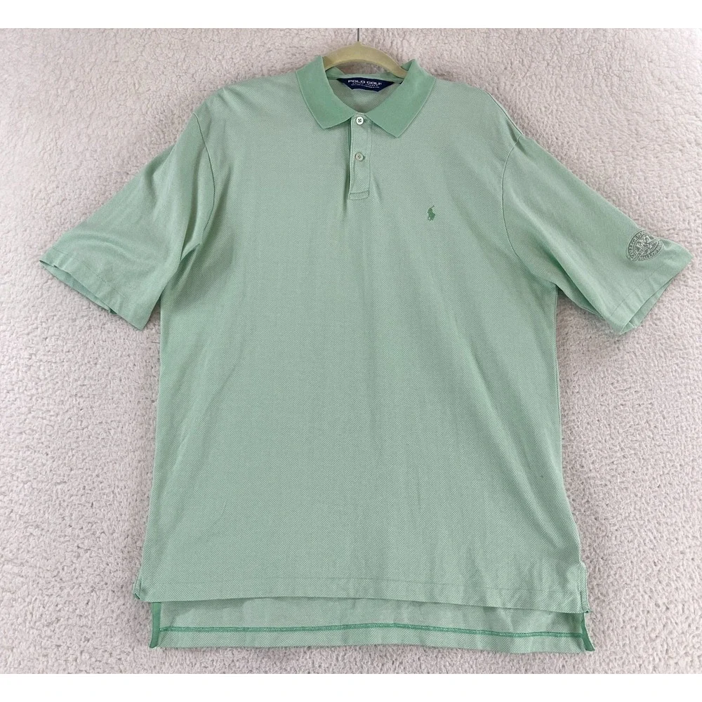 Ralph Lauren Golf Polo Shirt Mens Medium Green Short Sleeve 100%‎ Cotton Vintage